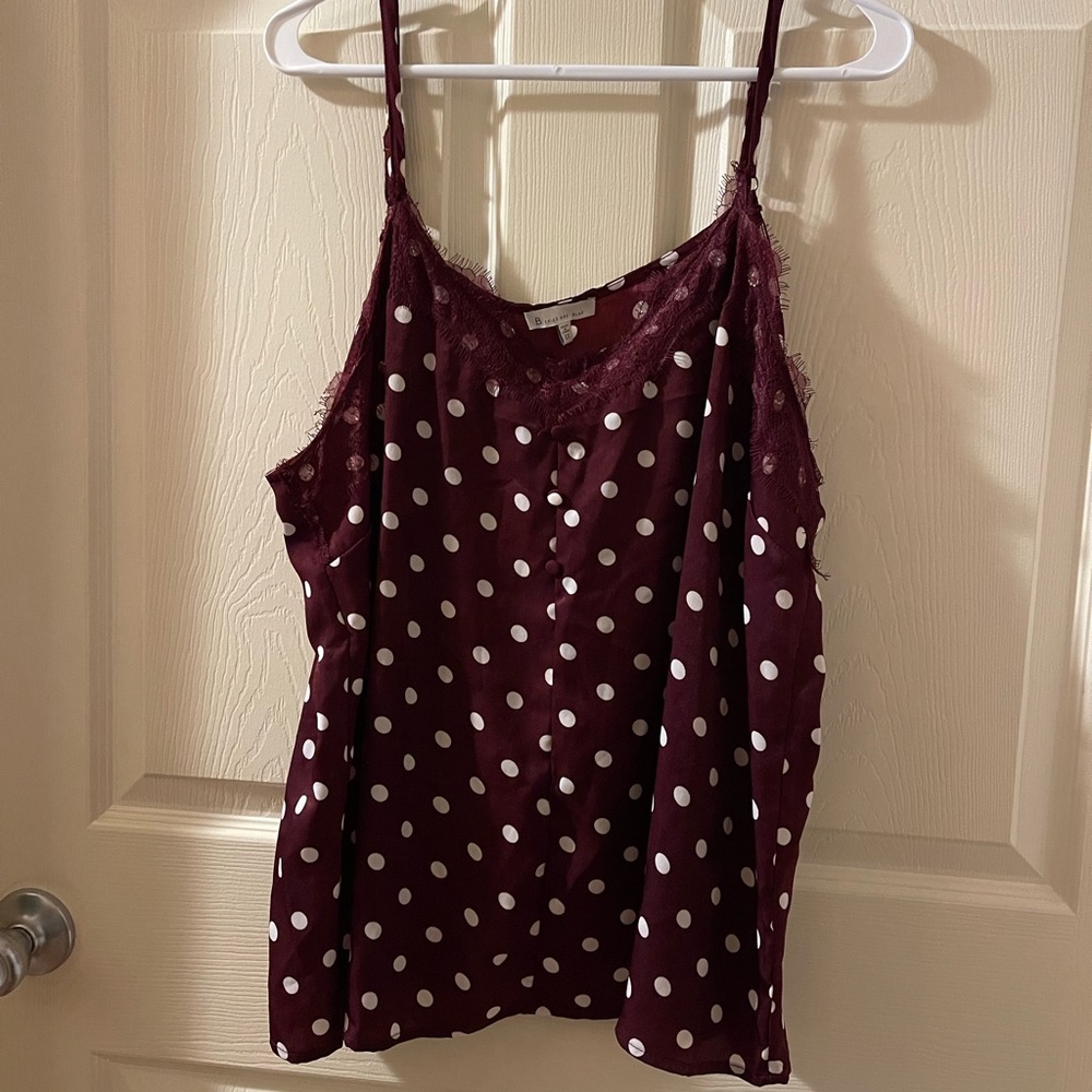 Burgundy/White Polka Dot Top; Size 1X